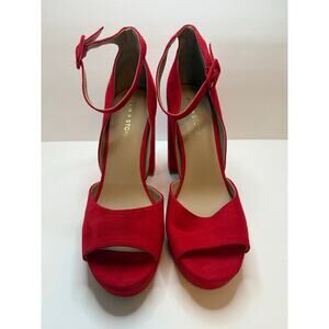 Sun + Stone Women's Reemaa Peep Toe Block Heel Platform Sandals Size 9.5